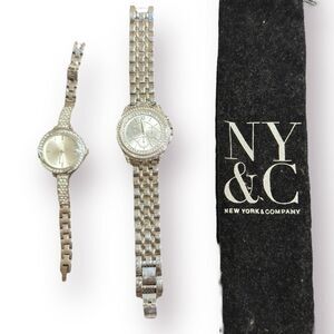 NY&C Crystal Inlay 17591 Silver Tone Quartz Analog Watch & 3988 Spiral‎ Watch